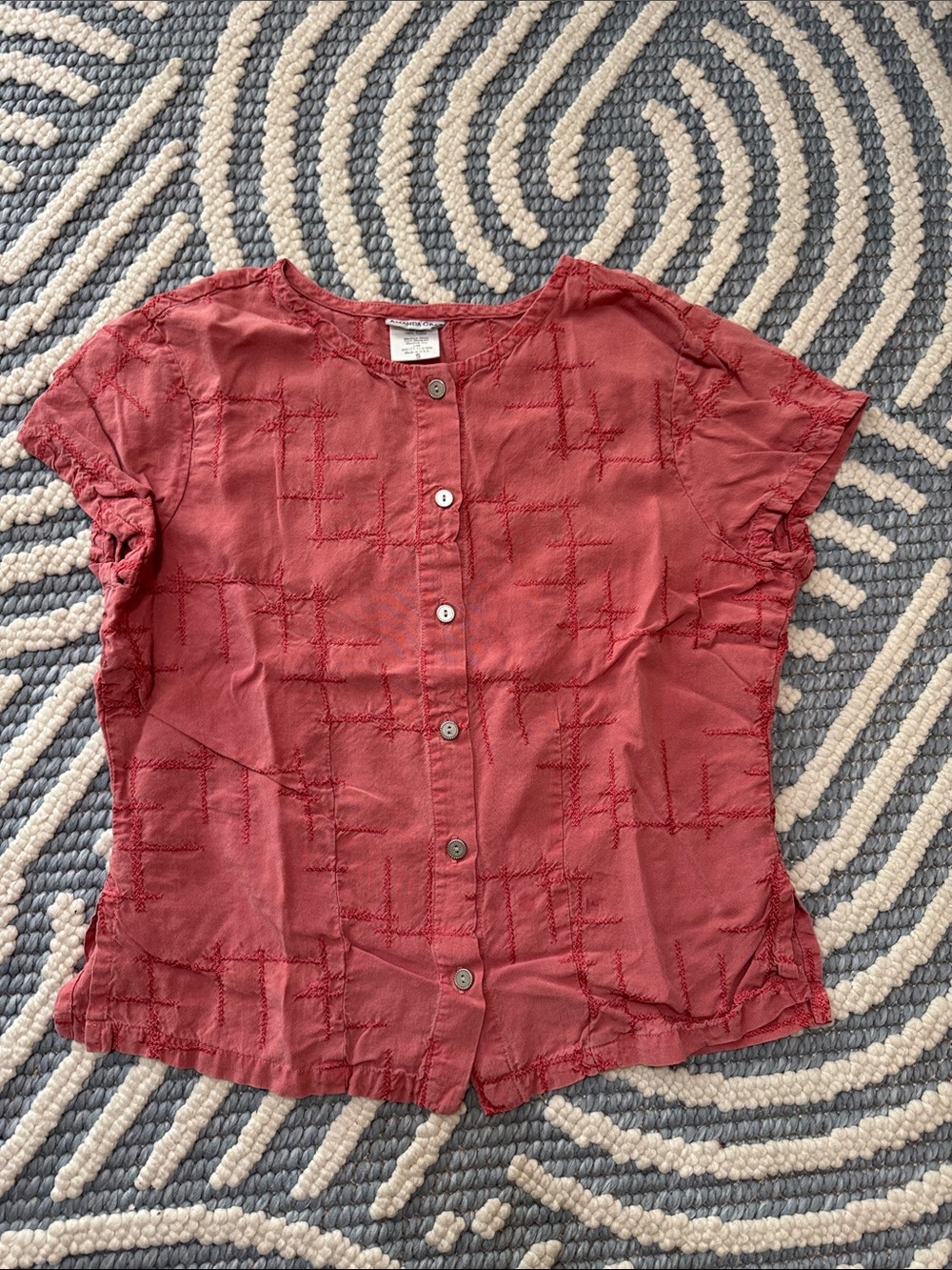 Vintage 90s Amanda Gray Tencel Button Front Top Made in USA